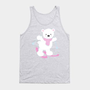 Polar Bear, White Bear, Cute Bear, Skiing Bear Tank Top